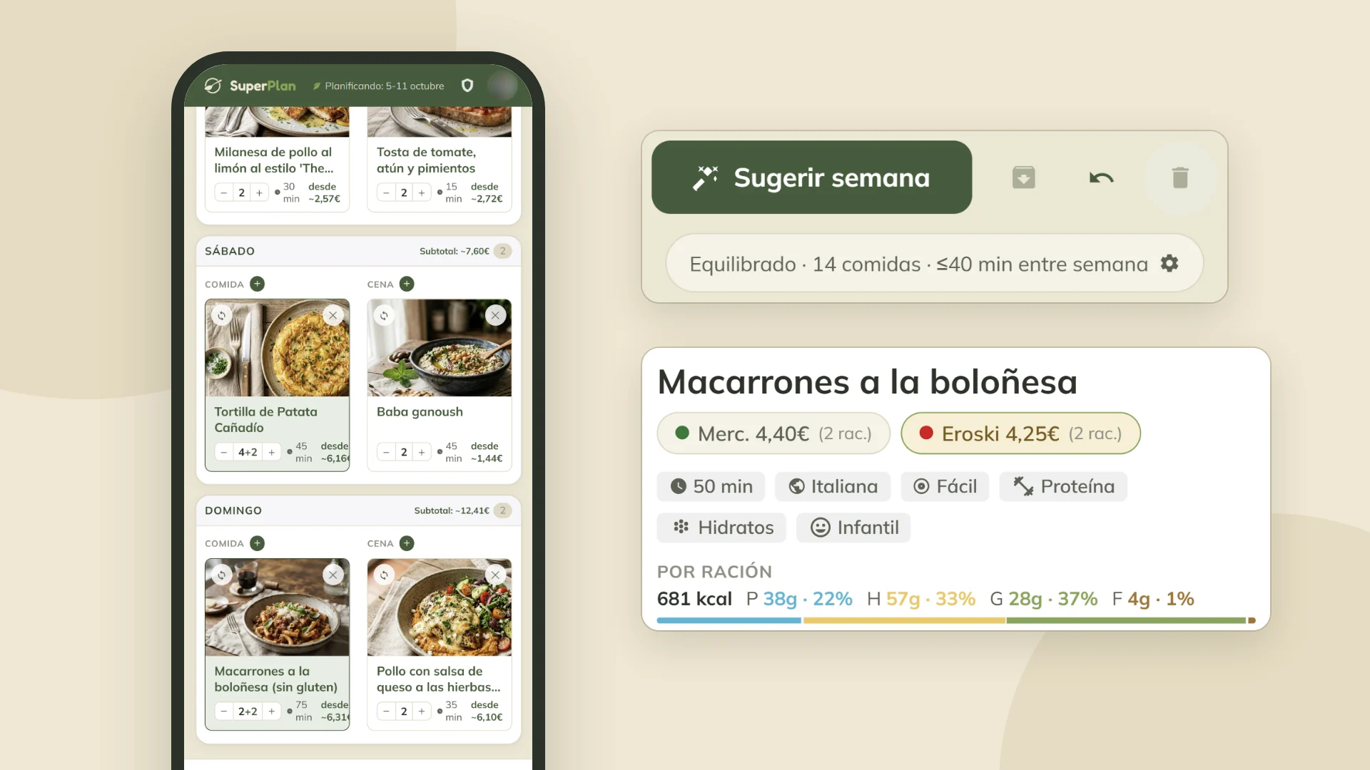 Generador de plan semanal en SuperPlan